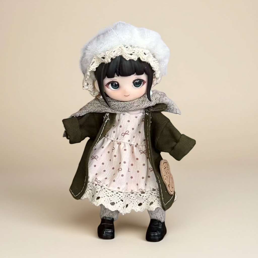 オリーブグリーンの冬用カジュアルセット ねんどろいどどーる·オビツ11 等向き