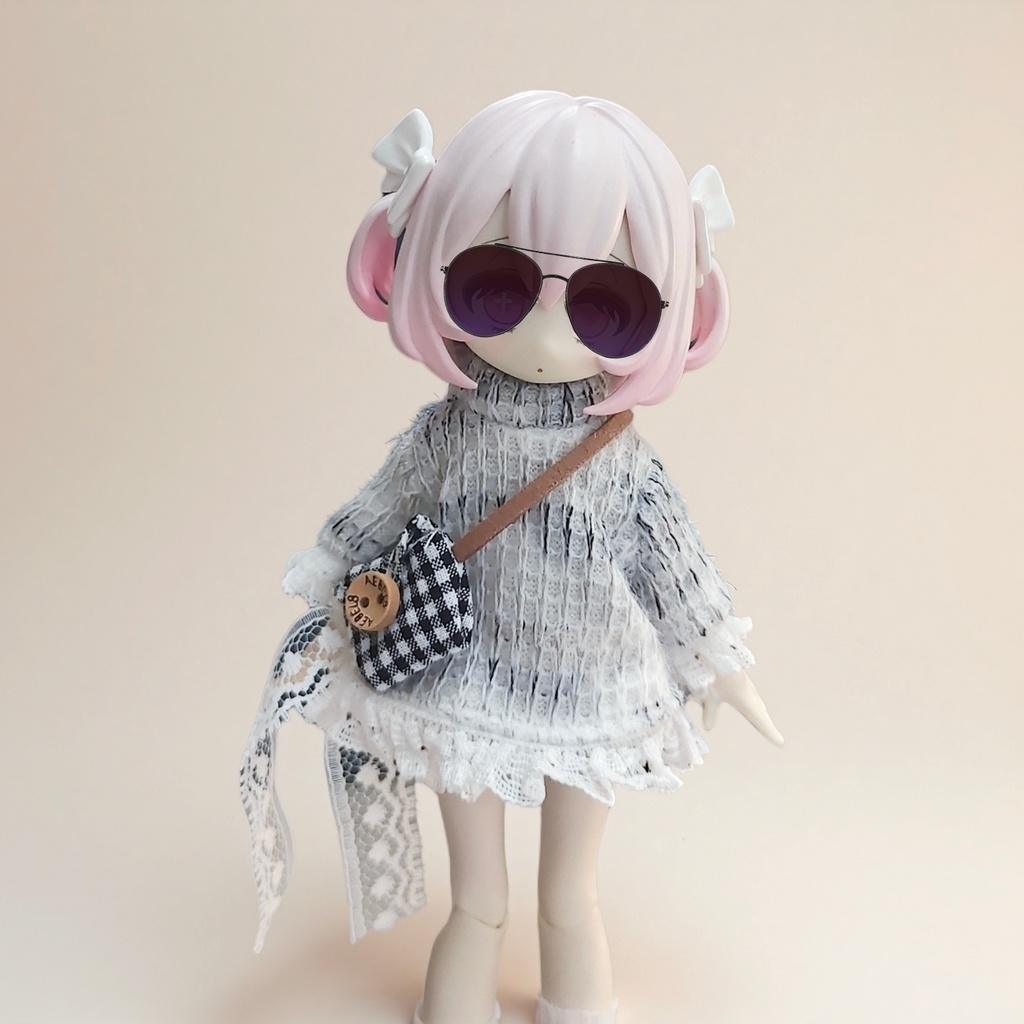 白いレースのワンピ ねんどろいどどーる·オビツ11 等向き