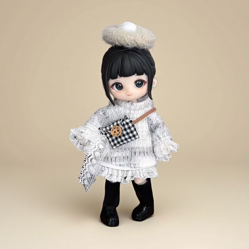 白いレースのワンピ ねんどろいどどーる·オビツ11 等向き