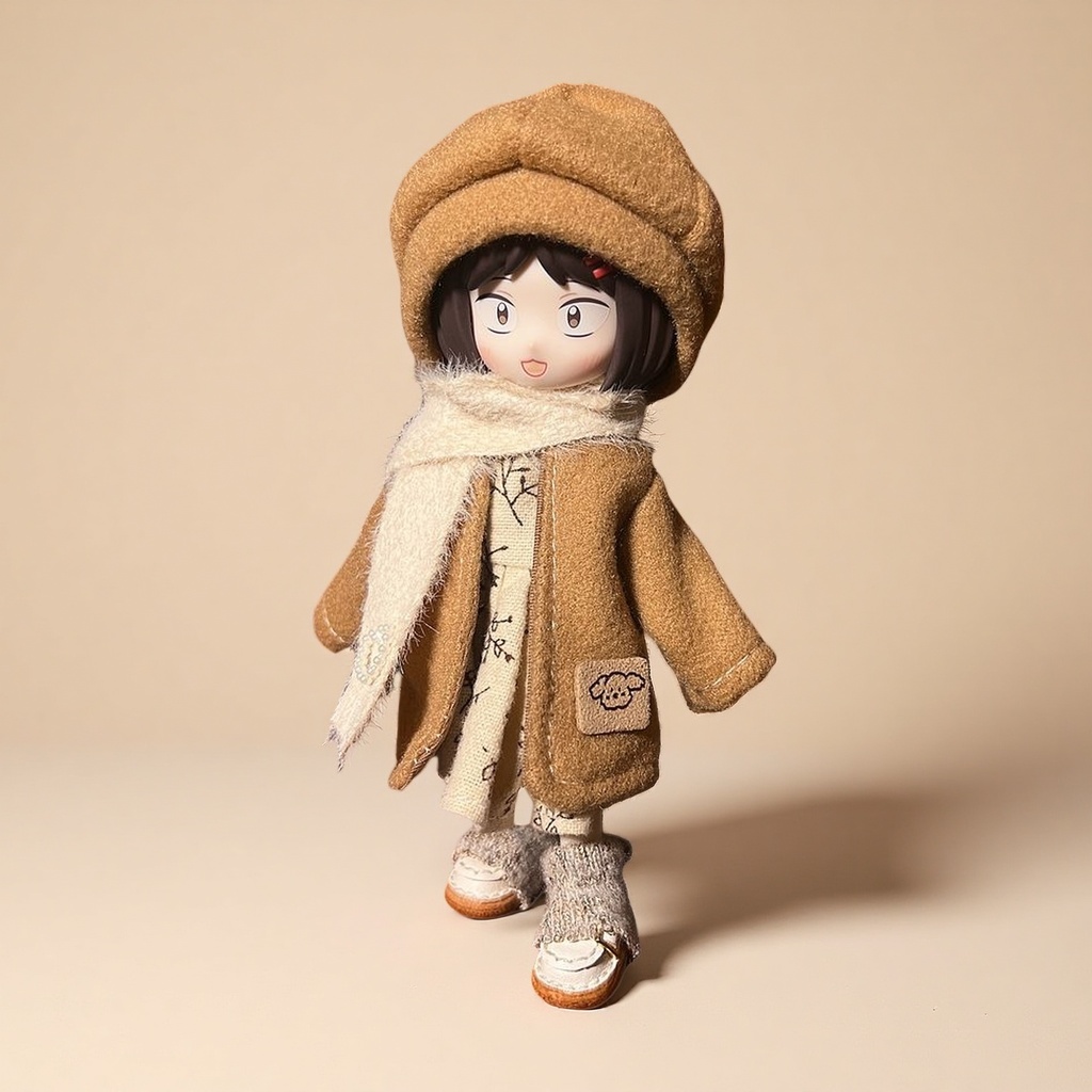 ウールコートとワンピのセット ねんどろいどどーる·オビツ11 等向き