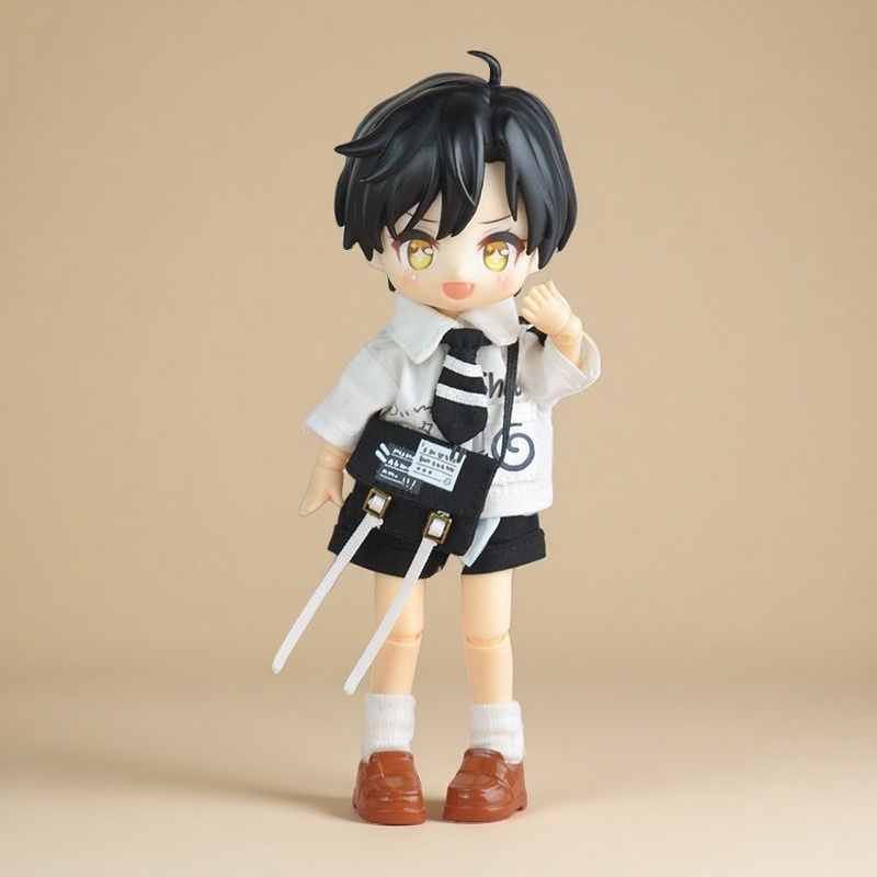 モノトーンのシャツとショートパンツのセット ねんどろいどどーる·オビツ11 等向き