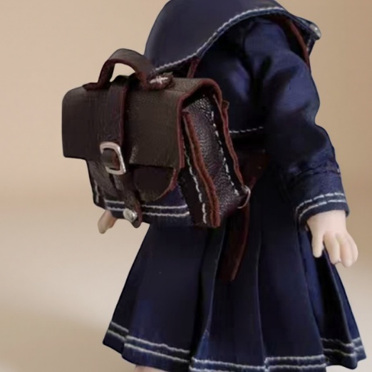 ミニツインストラップの革バッグ ドール用