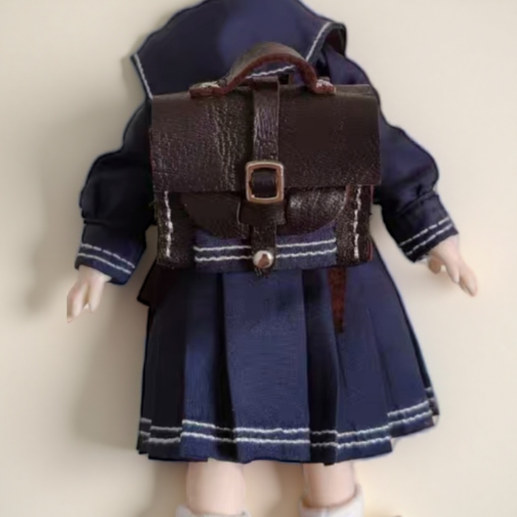 ミニツインストラップの革バッグ ドール用