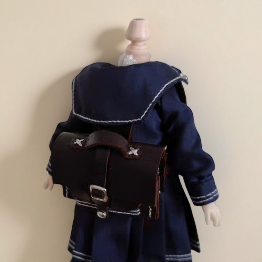 ミニツインストラップの革バッグ ドール用