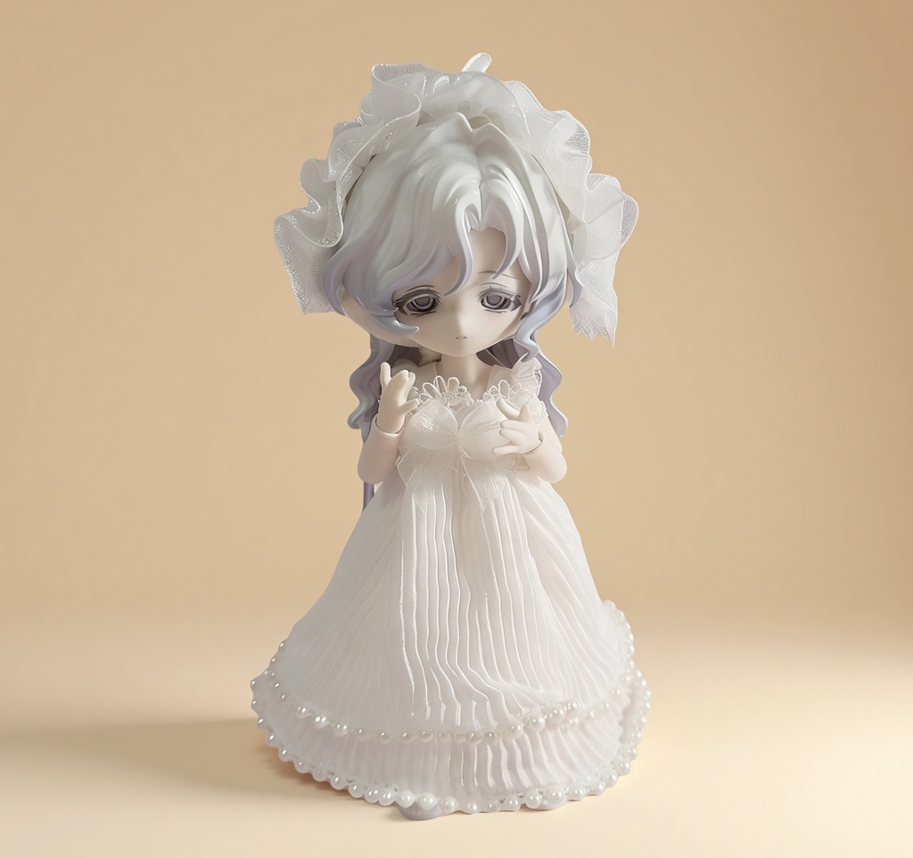 白いケーキデザインのワンピ 1/12ドールの共有サイズ