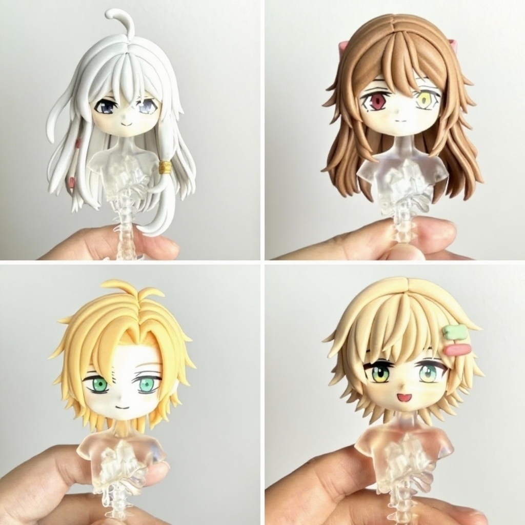 ねんどろいどどール、オビツ11等向き 髪パーツ(フェイスパーツ込み ) オーダーメイド カスタマイズ