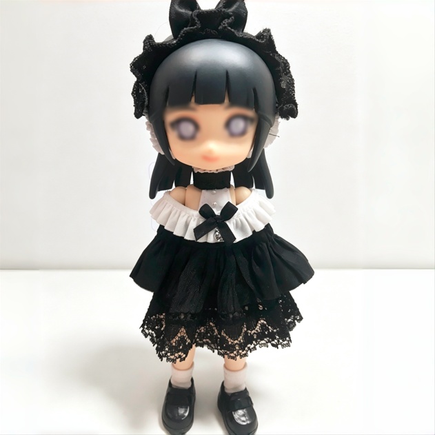 白黒バイカラーのドレス 1/12ドールの共有サイズ