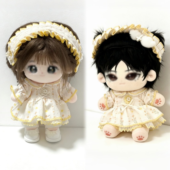 ぬい服 黄色い小花柄のワンピース 20cmぬいぐるみ用