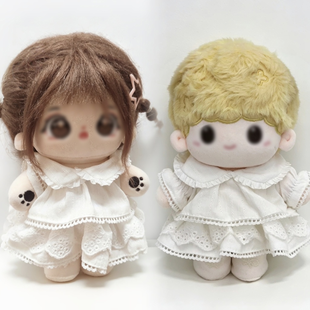 白のワンピース 3点セット（レギンス・靴付き） ぬい服 10/15/20cmぬいぐるみ用