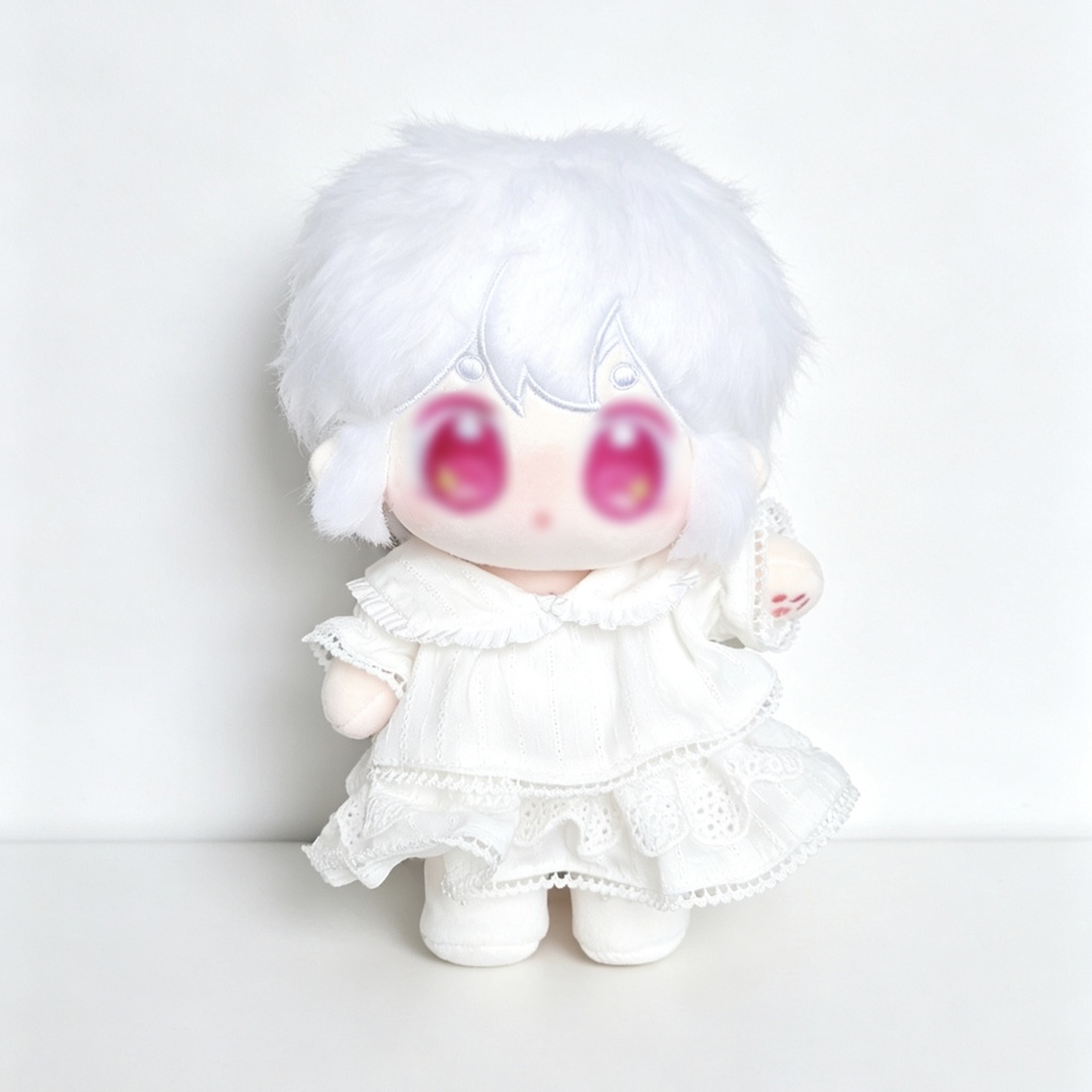 白のワンピース 3点セット(レギンス・靴付き) ぬい服 10/15/20cmぬいぐるみ用