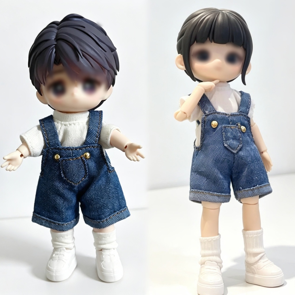半袖オーバーオールセット 1/12ドールの共有サイズ