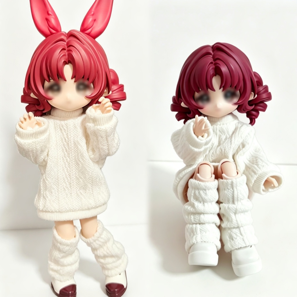 白セーターとルーズソックスのセット 1/12ドールの共有サイズ