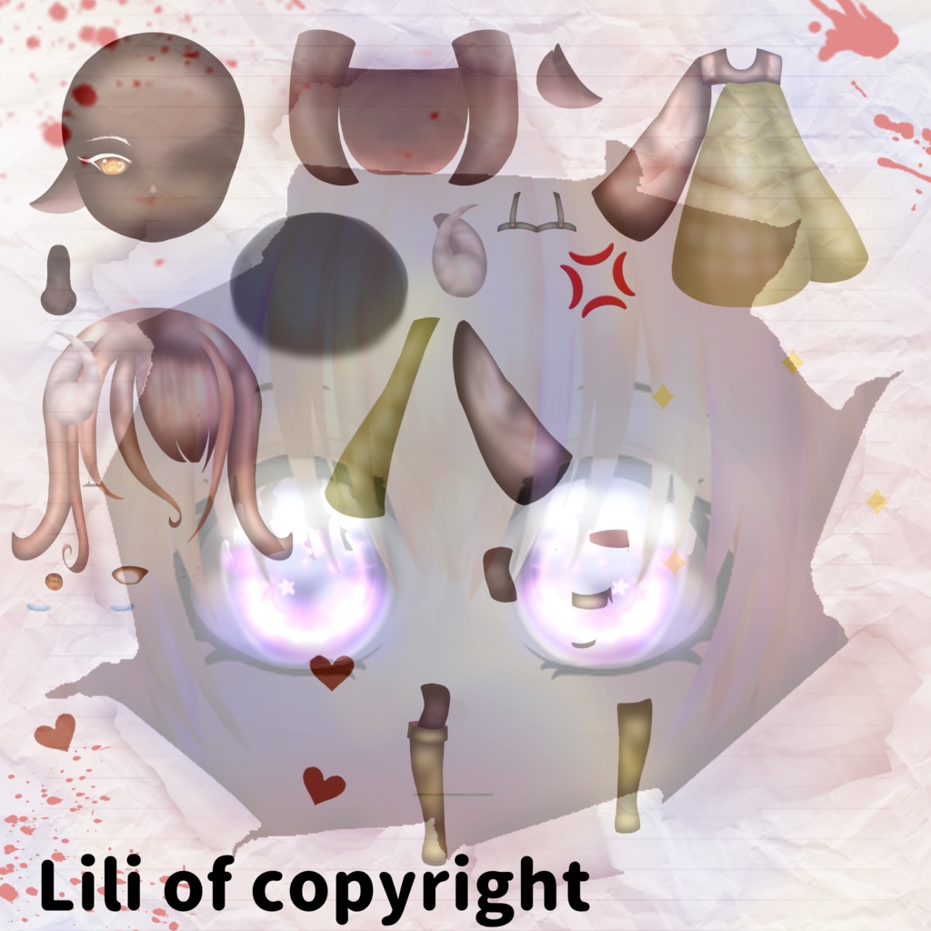 Riumi - Premade VTuber Model - PSD (not rigged) - Live2D Free Version Compatable