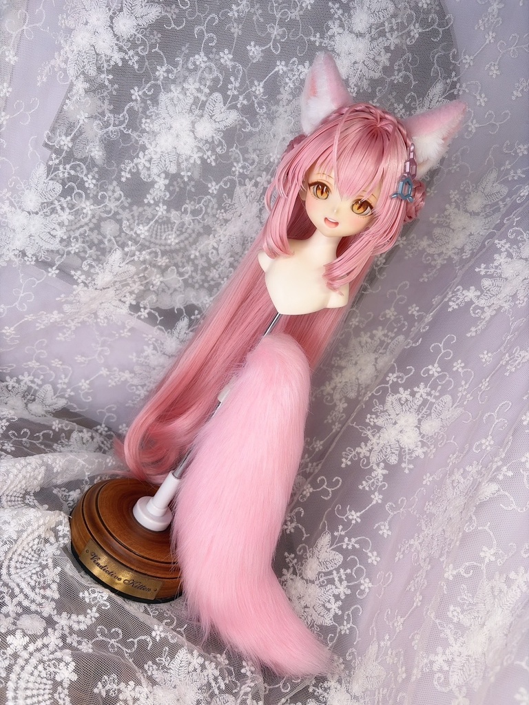  ピンク色狼耳&狼しっぽセット/DD.MDD向/