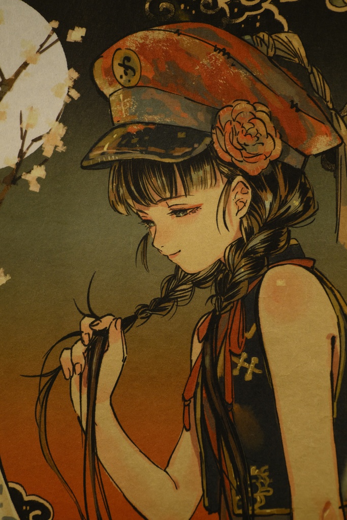 月下少女 掛け軸【一点もの】