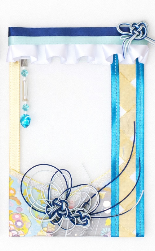 【和装フリル】L判ブロマイドケース|水引リボンデコ|推し活ケース〈空蒼〉