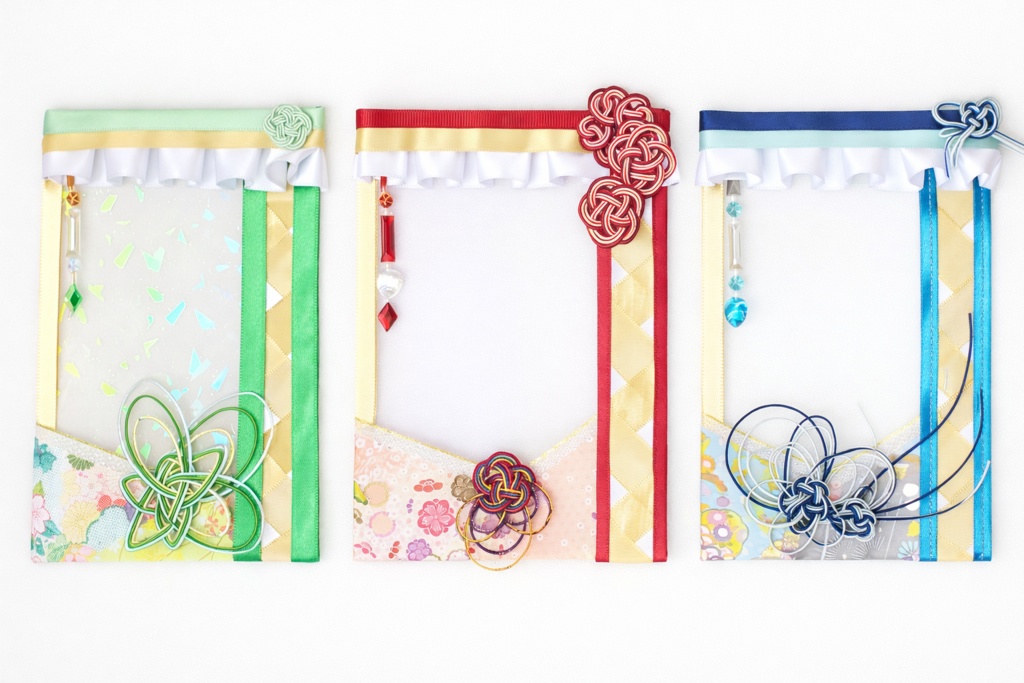 【和装フリル】L判ブロマイドケース｜水引リボンデコ｜推し活ケース【セミオーダー】