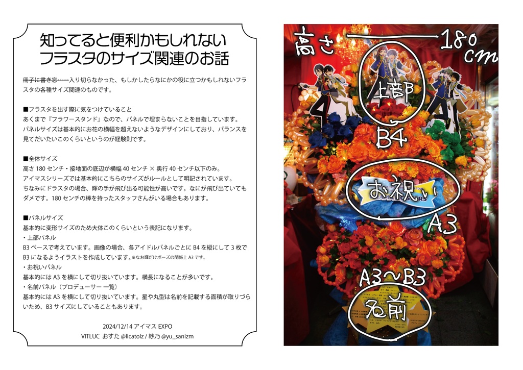 知ってると便利かもしれないフラスタのサイズ関連のお話【アイマスEXPO無料配布ペーパー】