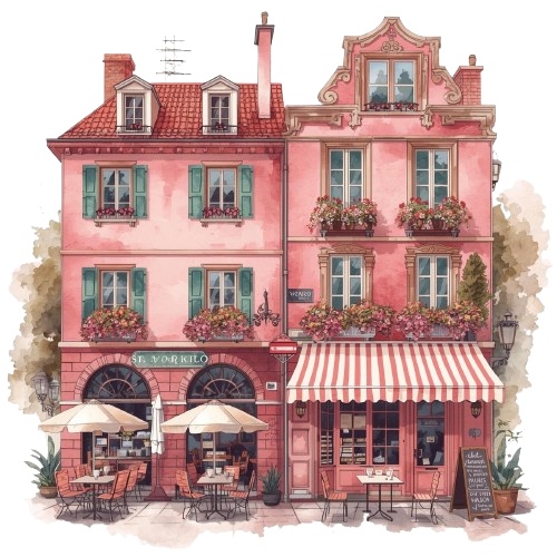 ピンク×アンティーク×水彩旅行シリーズ