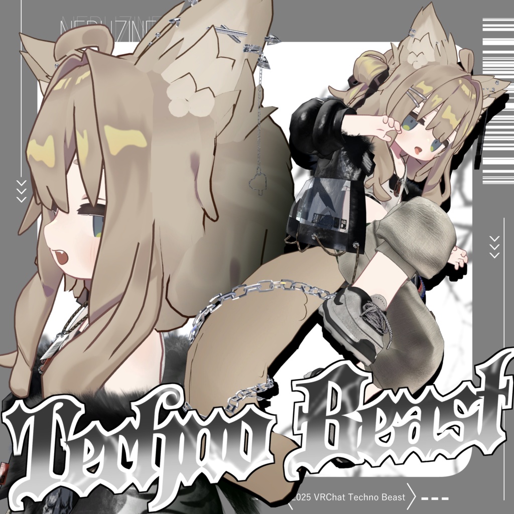 Techno Beast🐺🎧️テクノビースト【獣耳、尻尾、アクセサリー】