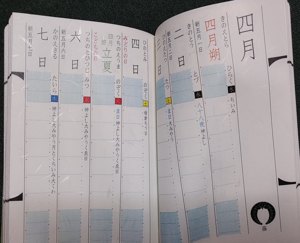 令和四年壬寅御手帖