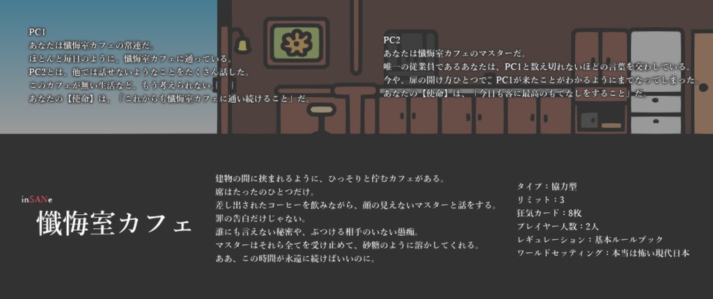 【インセイン】懺悔室カフェ【非公式シナリオ】