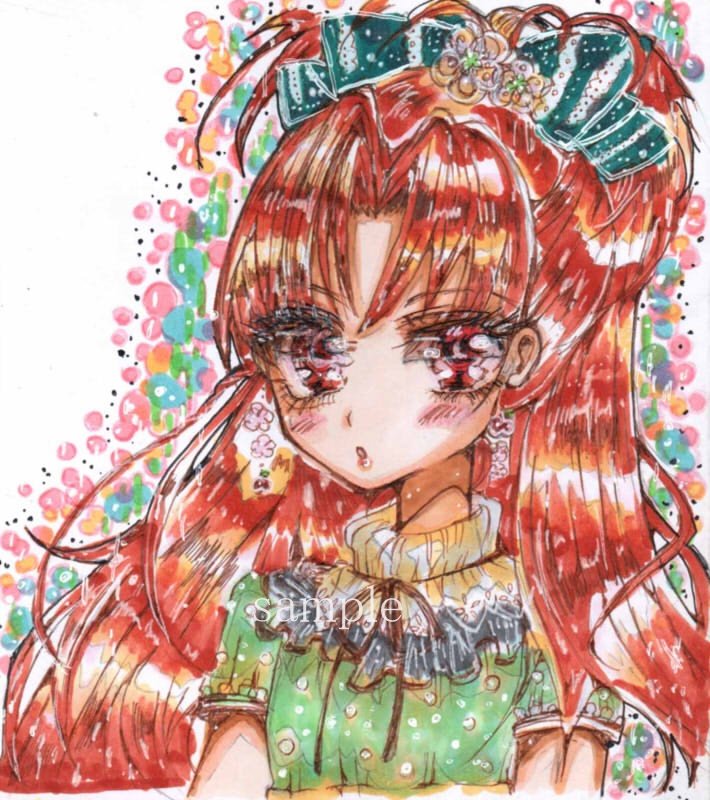 まどマギ佐倉杏子手描き色紙