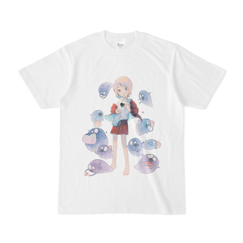 少年とオバケのようなアクマたそ_Tシャツ