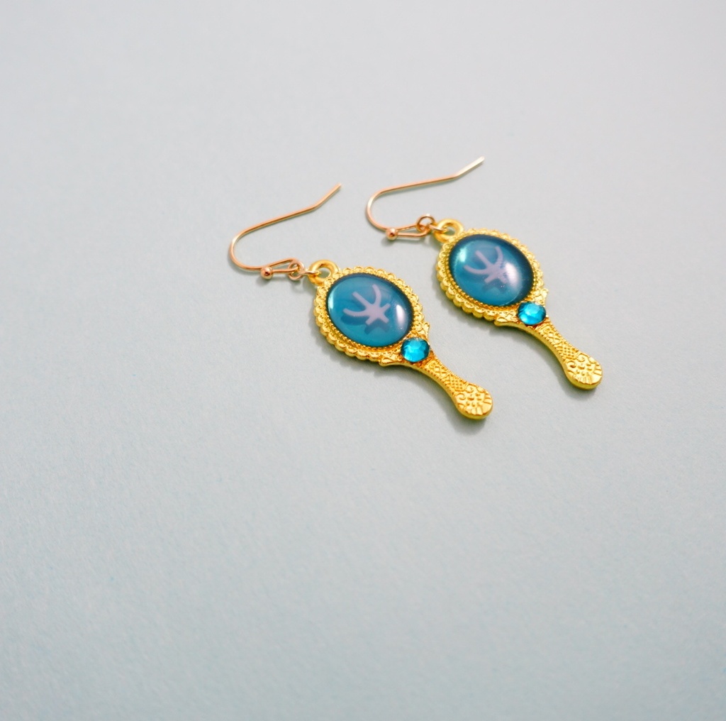 ピアス・イヤリング［Deep aqua mirror］