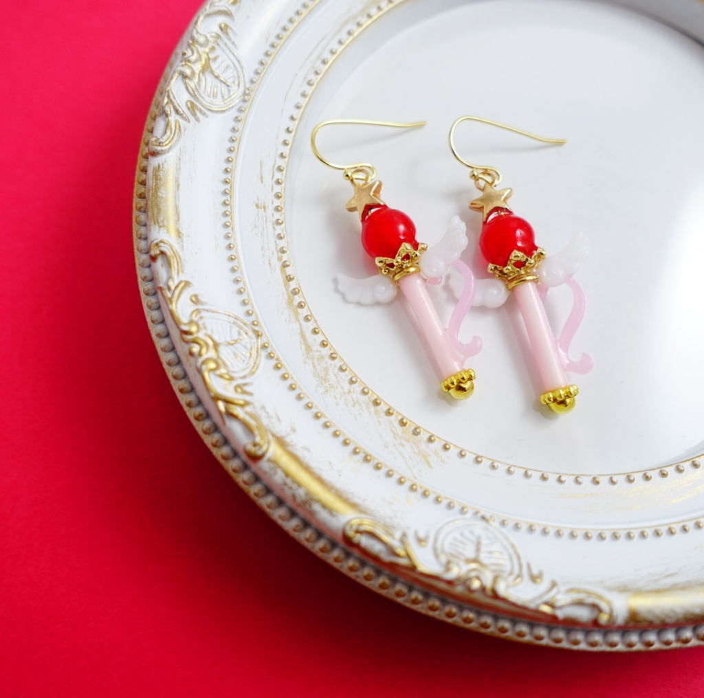 ピアス・イヤリング［Mars crystal change rod］