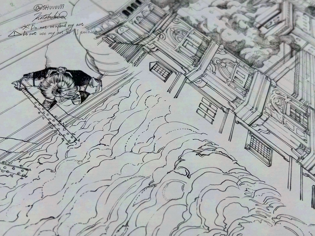 スプラッタ入門 p28-29見開き 原画