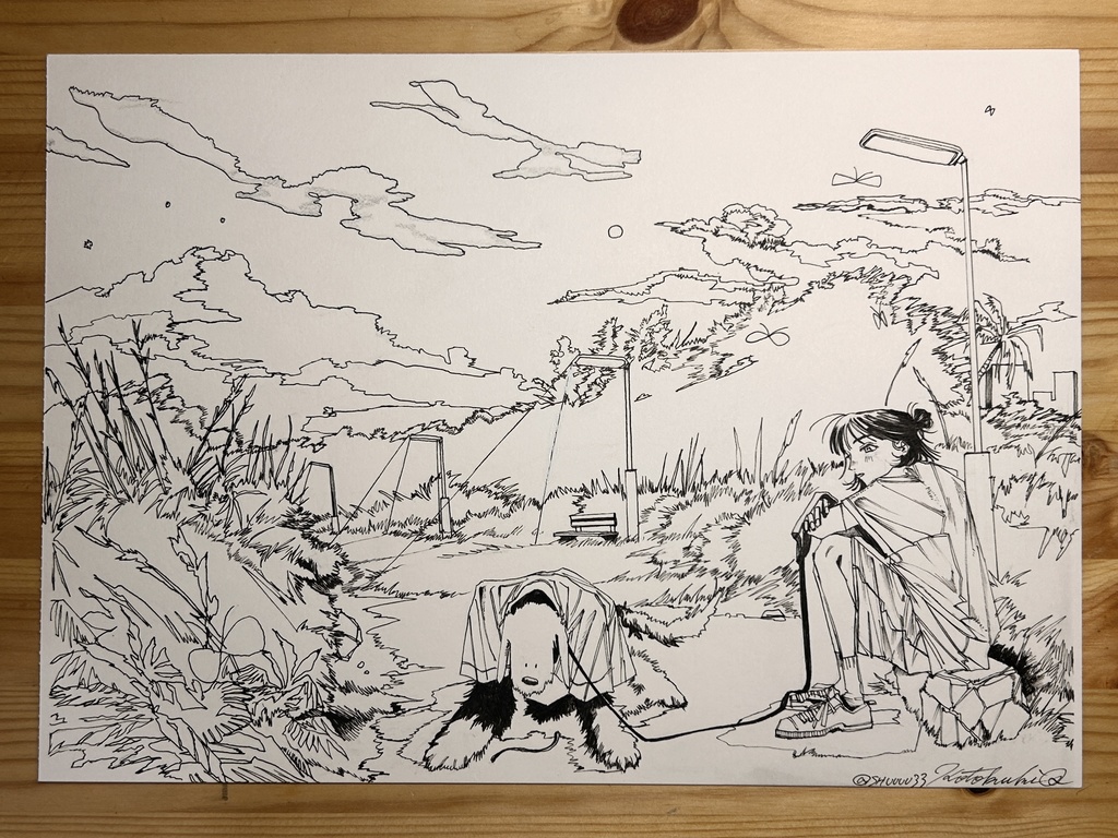 ワンダフルライフ　5−6p(見開き) 原画