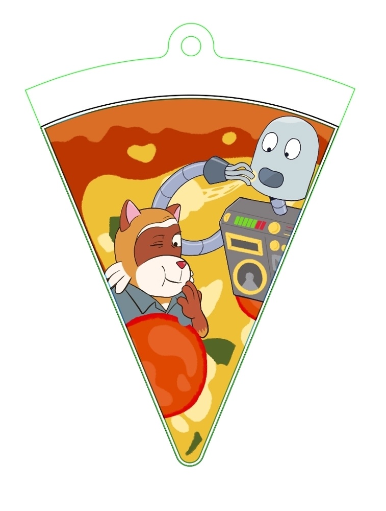 ピザ型ウッドアクキー