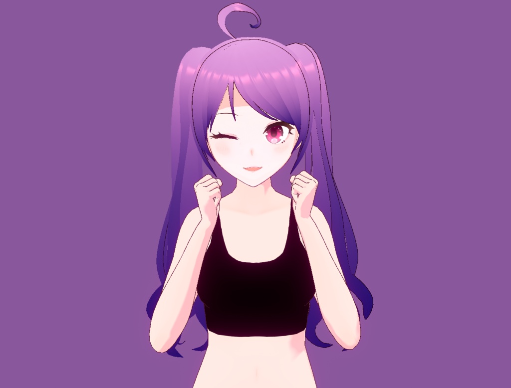 VRM VROID VTuber Avatar Base - Purple 3Dモデル 紫の アバター - moonyboy - 2/5