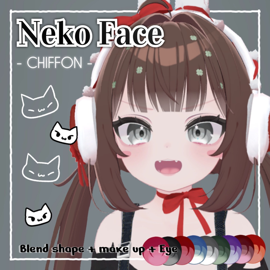 【シフォン chiffon】< Neko Face > 9color eye Drop Blend Shape/ Make up+Eyes Texture Material 