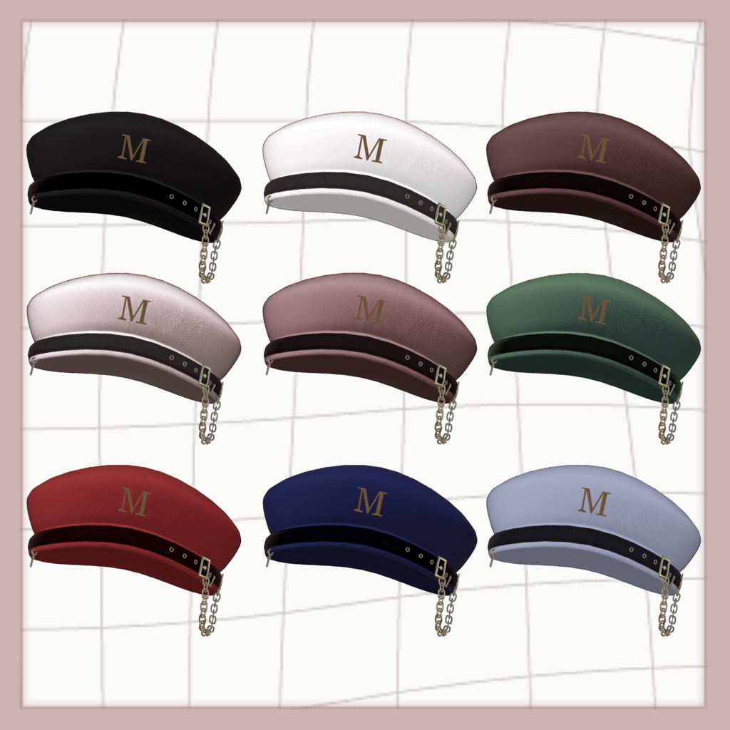 Belt Beret / ベルト付きベレー帽 【VRChat】