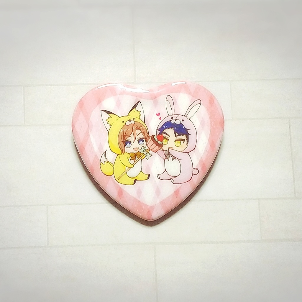 🦊🐰ハート缶バッジ
