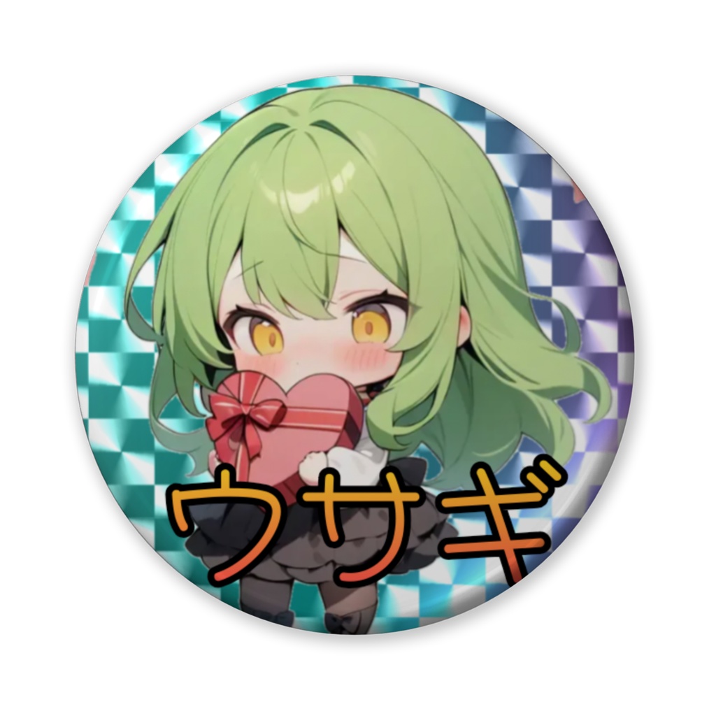 バレンタインウサギ缶バッジ