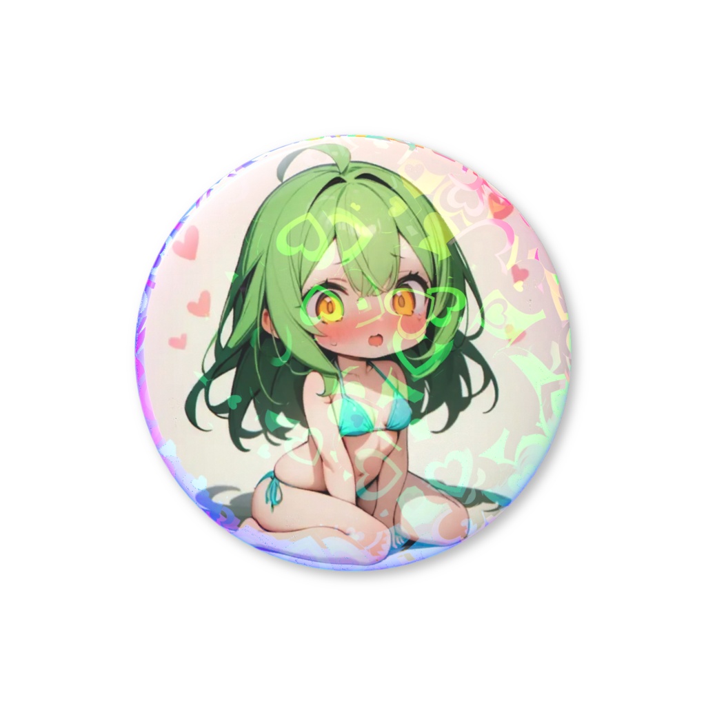 ホログラム缶バッジ 01.夏彩ウサギ