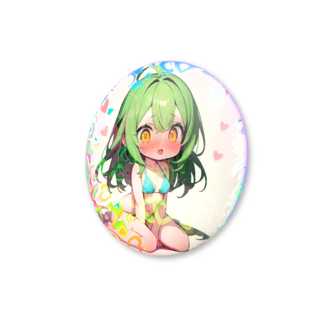 ホログラム缶バッジ 01.夏彩ウサギ