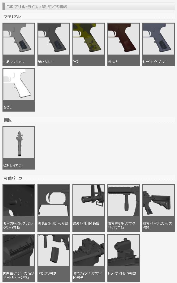 3D アサルトライフル(クリスタ1.6.0~・コミスタ用)銃 ガン