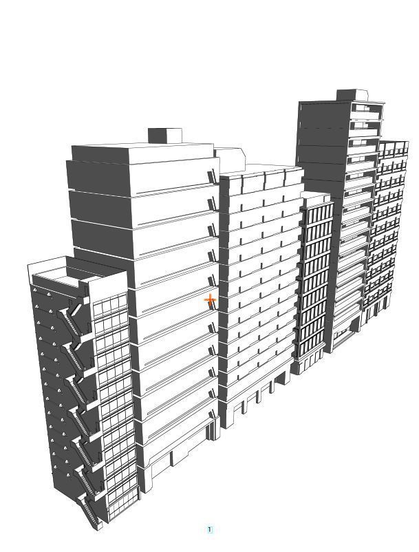 3D　ストリートビル(コミスタ用)　ビル群　建物