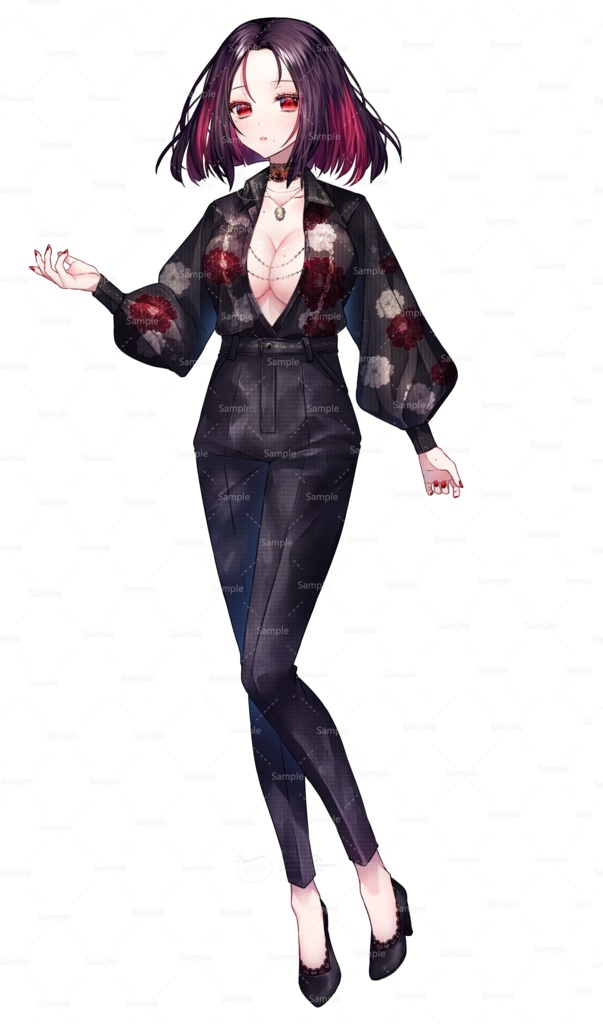 刀を持った柄シャツの女の子