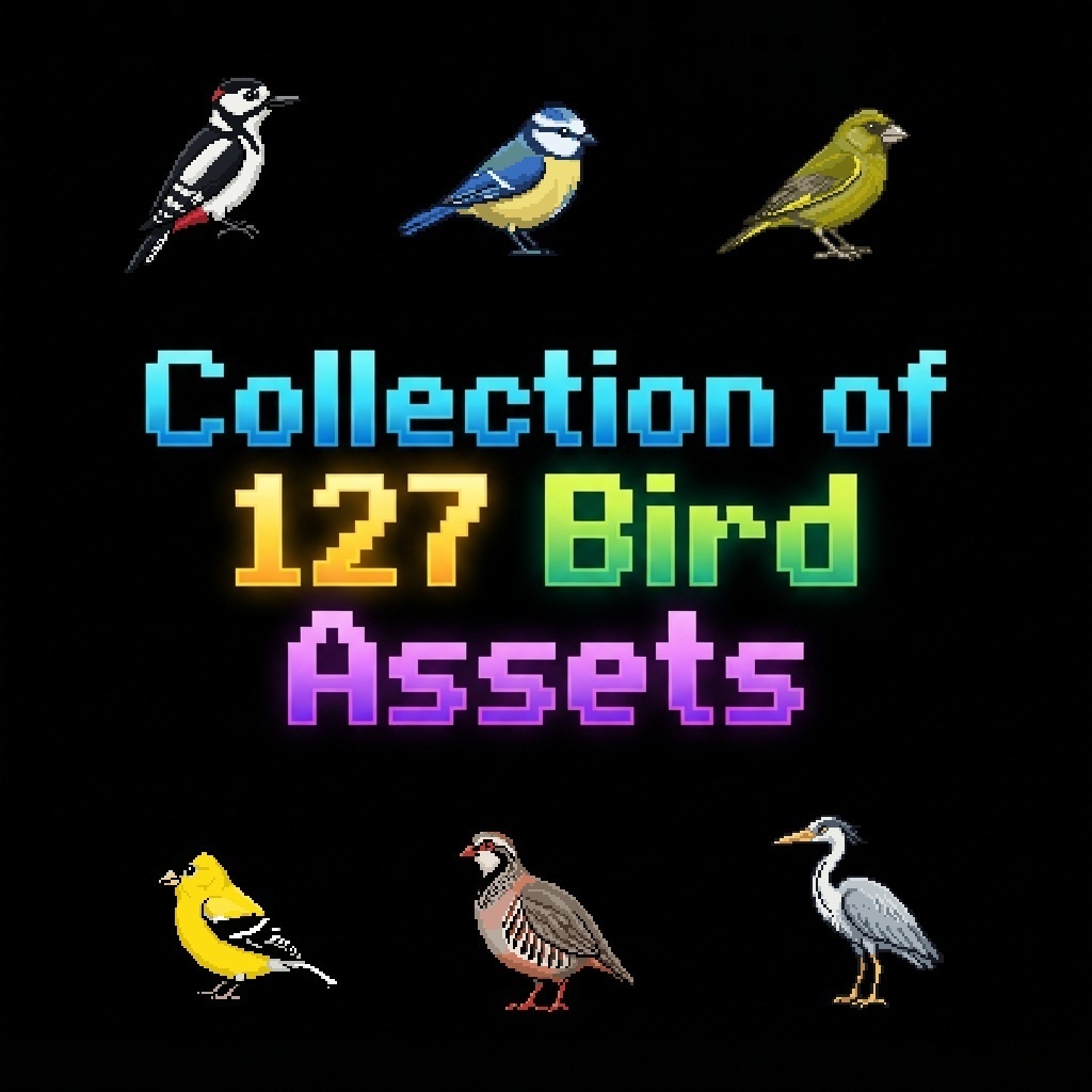 【透過PNG】実在する野鳥のドット絵素材 127種セット【ゲーム・図鑑・UI用】