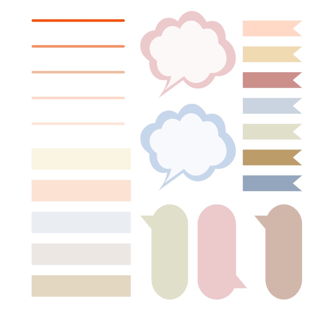 デジタルプランナー刺繍風イラスト素材とくすみカラー素材