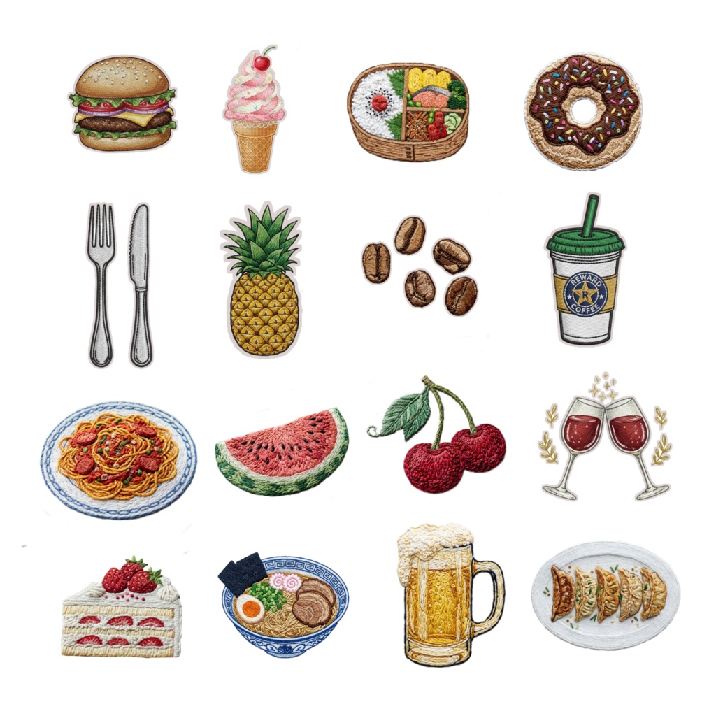 デジタルプランナー刺繍風イラスト素材とくすみカラー素材