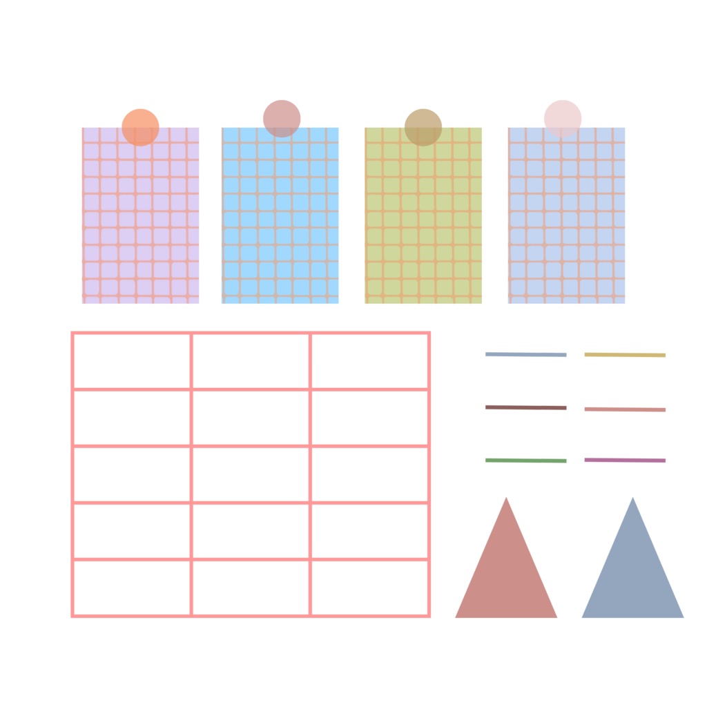 デジタルプランナー刺繍風イラスト素材とくすみカラー素材