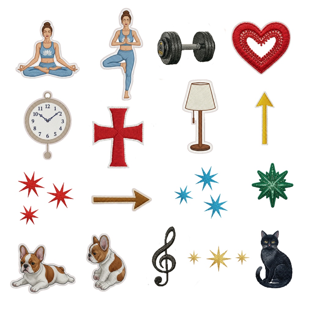 デジタルプランナー刺繍風イラスト素材とくすみカラー素材