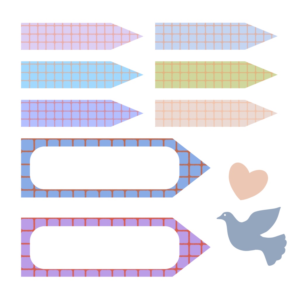 デジタルプランナー刺繍風イラスト素材とくすみカラー素材