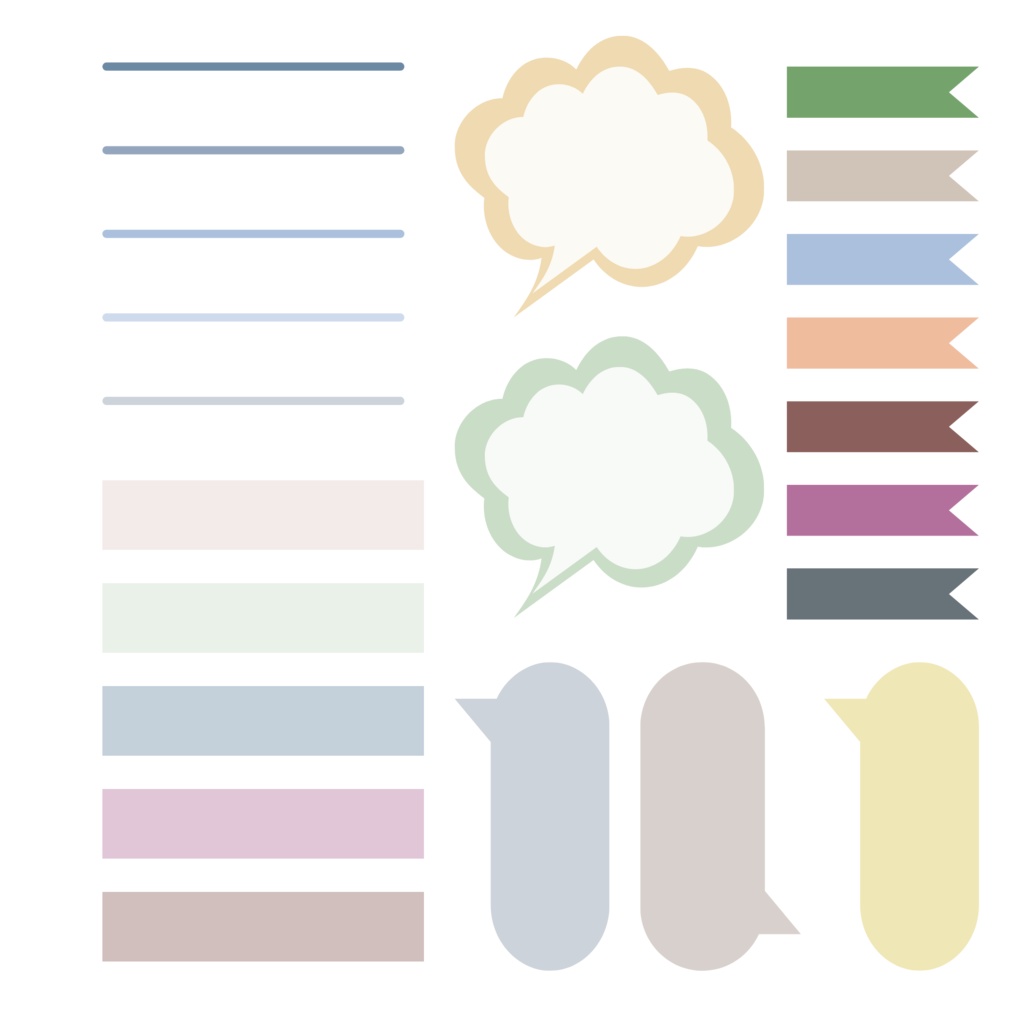 デジタルプランナー刺繍風イラスト素材とくすみカラー素材